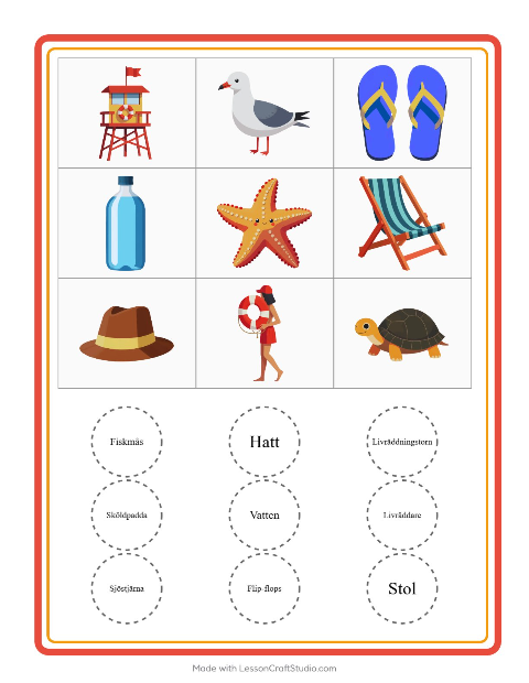 Bildbingo med snäckor – arbetsblad för förskolan — 2