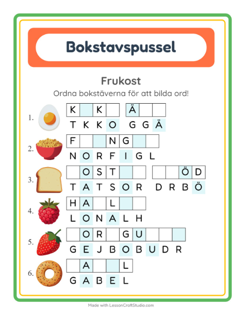 Ordpussel – Frukost