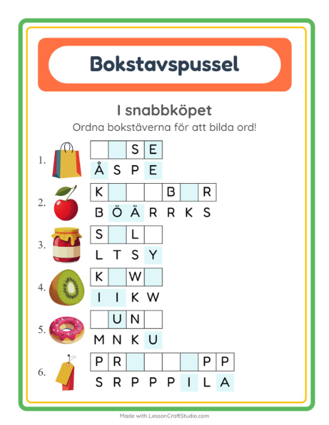 Ordpussel – I snabbköpet