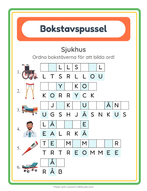 Ordpussel – Sjukhus