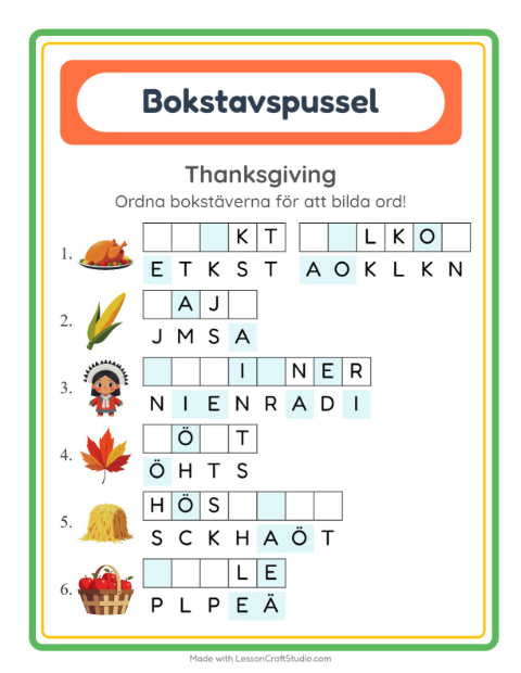 Ordpussel – Thanksgiving
