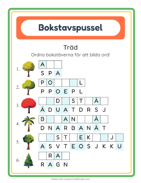 Ordpussel – Träd