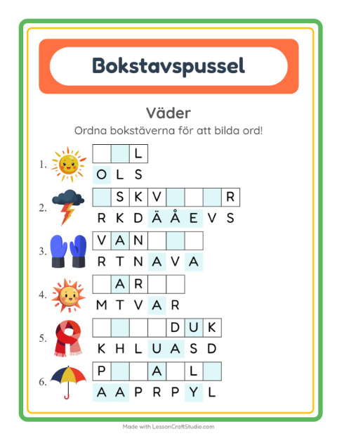 Ordpussel – Väder