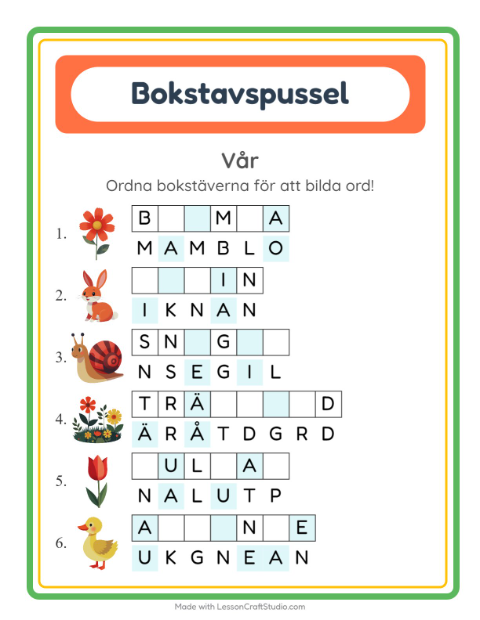 Ordpussel – Vår