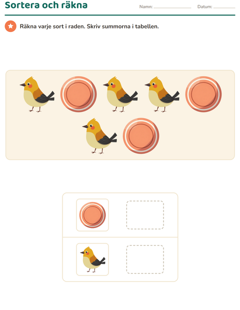 Förhandsvisning av Diagram-arbetsblad med Saker som flyger för Årskurs 1