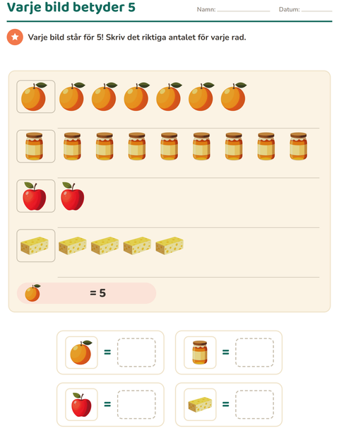 Förhandsvisning av Diagram-arbetsblad med Frukost för Årskurs 3