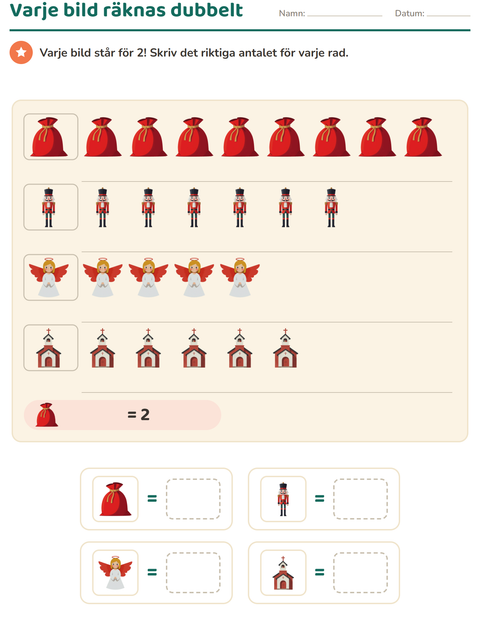 Förhandsvisning av Diagram-arbetsblad med Jul för Årskurs 2