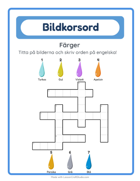 Engelskt bildkorsord – Färger