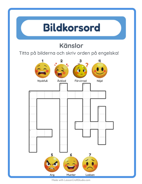 Engelskt bildkorsord – Känslor