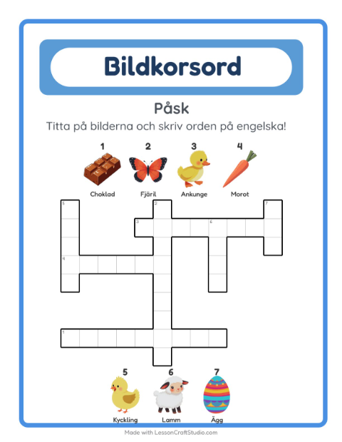 Engelskt bildkorsord – Påsk