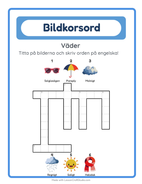 Engelskt bildkorsord – Väder