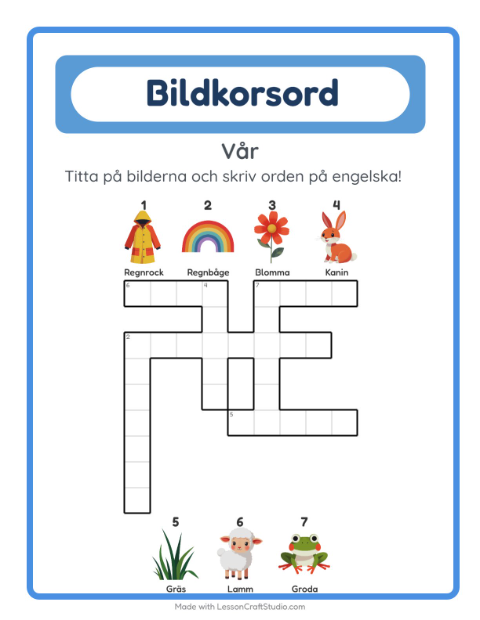 Engelskt bildkorsord – Vår