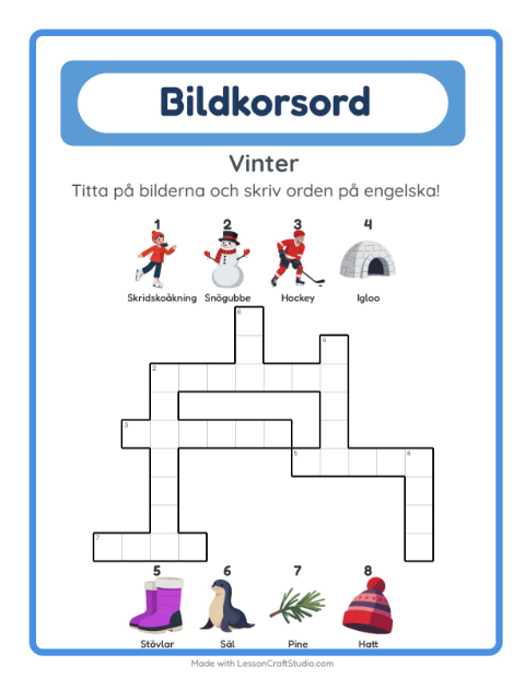 Engelskt bildkorsord – Vinter