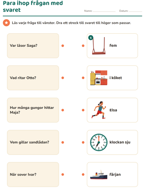 Para ihop frågan med svaret