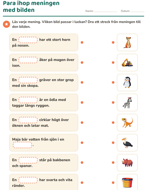 Förhandsvisning av Fyll i rätt ord-arbetsblad för Årskurs 1