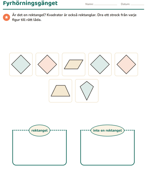 Förhandsvisning av Geometri-arbetsblad för Årskurs 3