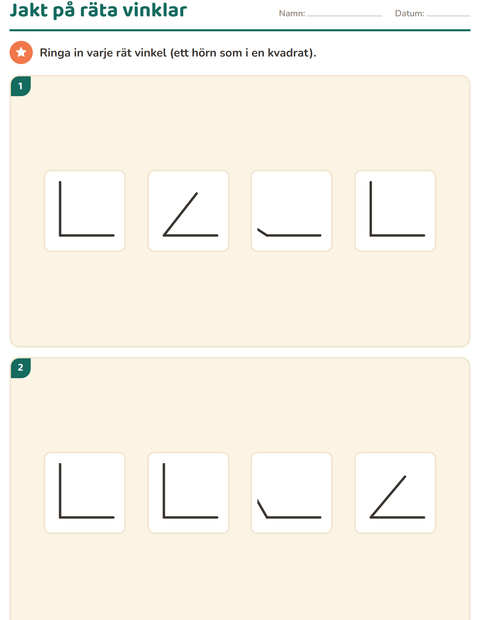 Förhandsvisning av Geometri-arbetsblad för Årskurs 3