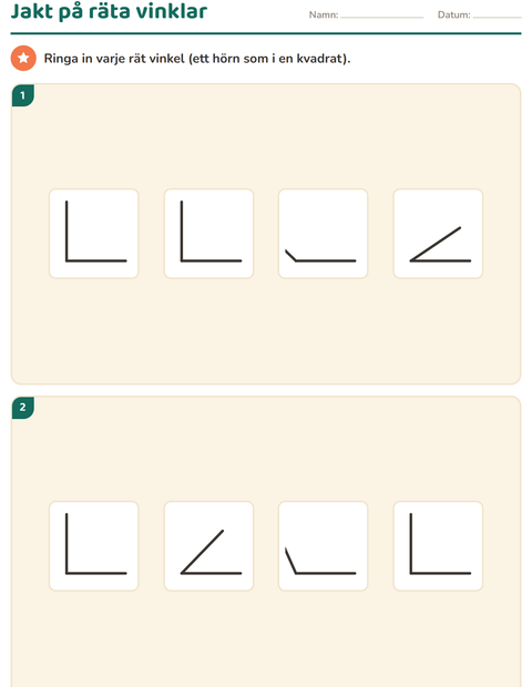 Förhandsvisning av Geometri-arbetsblad för Årskurs 3