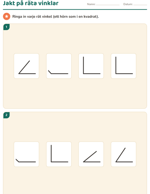 Förhandsvisning av Geometri-arbetsblad för Årskurs 3