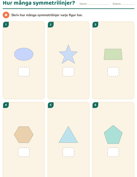Förhandsvisning av Geometri-arbetsblad för Årskurs 3