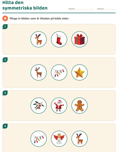 Förhandsvisning av Geometri-arbetsblad med Jul för Årskurs 2