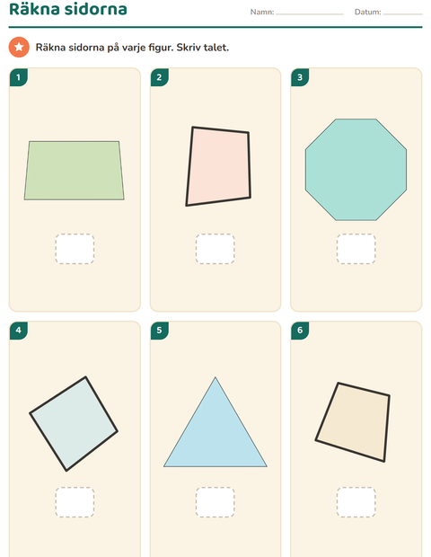 Förhandsvisning av Geometri-arbetsblad för Förskoleklass