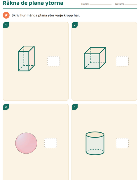 Förhandsvisning av Geometri-arbetsblad för Årskurs 2