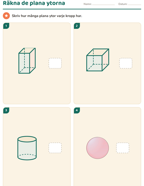 Förhandsvisning av Geometri-arbetsblad för Årskurs 2