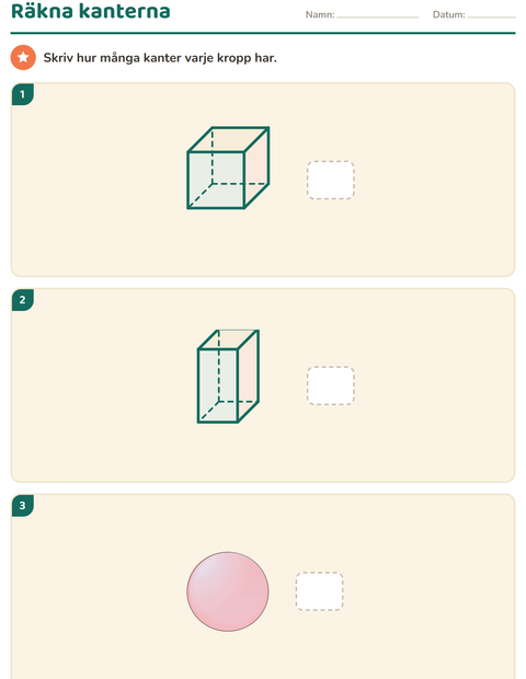 Förhandsvisning av Geometri-arbetsblad för Årskurs 2