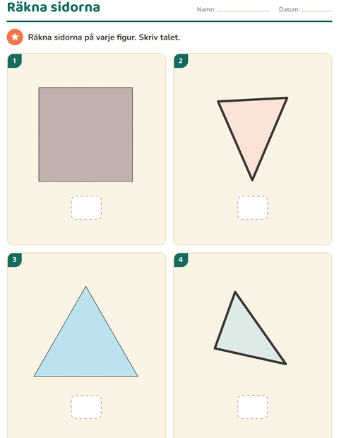 Förhandsvisning av Geometri-arbetsblad för Förskoleklass