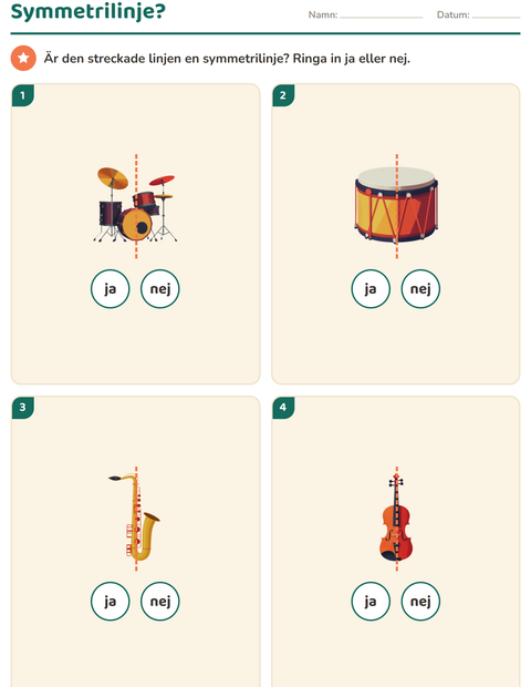 Förhandsvisning av Geometri-arbetsblad med Musik för Årskurs 2