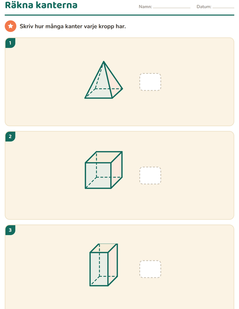 Förhandsvisning av Geometri-arbetsblad för Årskurs 2