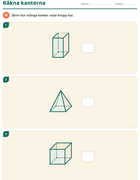 Förhandsvisning av Geometri-arbetsblad för Årskurs 2