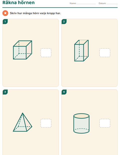 Förhandsvisning av Geometri-arbetsblad för Årskurs 2