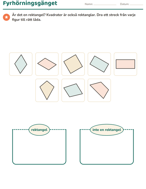 Förhandsvisning av Geometri-arbetsblad för Årskurs 3