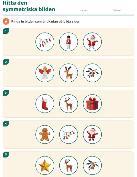 Förhandsvisning av Geometri-arbetsblad med Jul för Årskurs 2