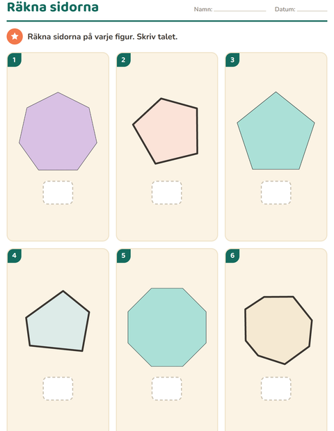 Förhandsvisning av Geometri-arbetsblad för Förskoleklass