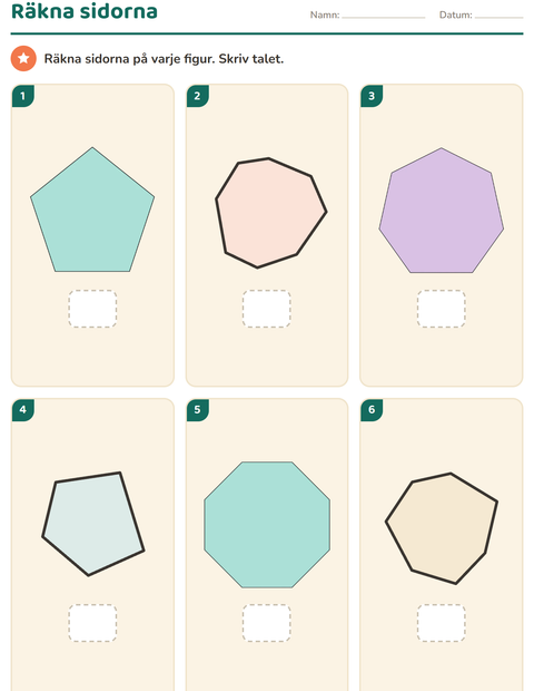 Förhandsvisning av Geometri-arbetsblad för Förskoleklass