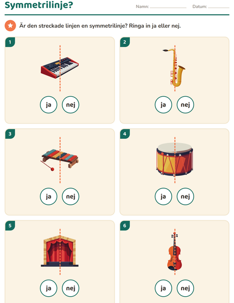 Förhandsvisning av Geometri-arbetsblad med Musik för Årskurs 2