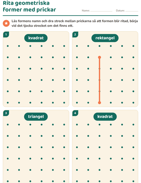 Förhandsvisning av Geometriska former-arbetsblad för Förskoleklass