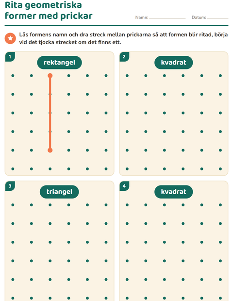 Förhandsvisning av Geometriska former-arbetsblad för Förskoleklass