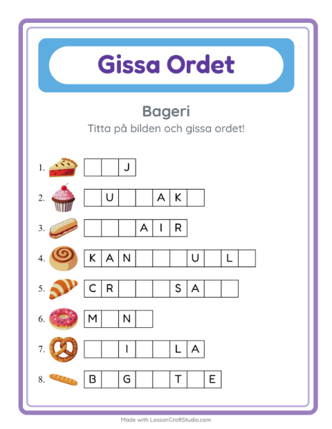 Gissa ordet – Bageri