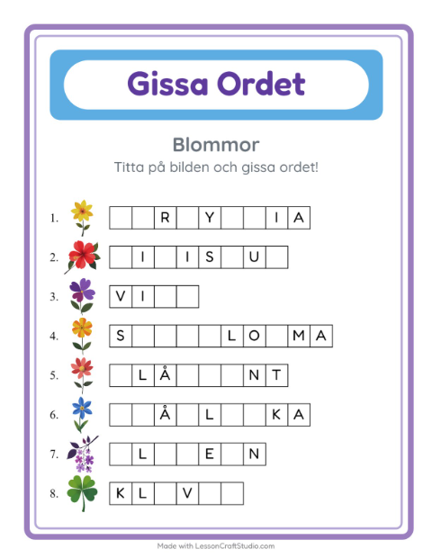 Gissa ordet – Blommor