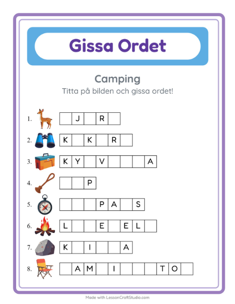 Gissa ordet – Camping