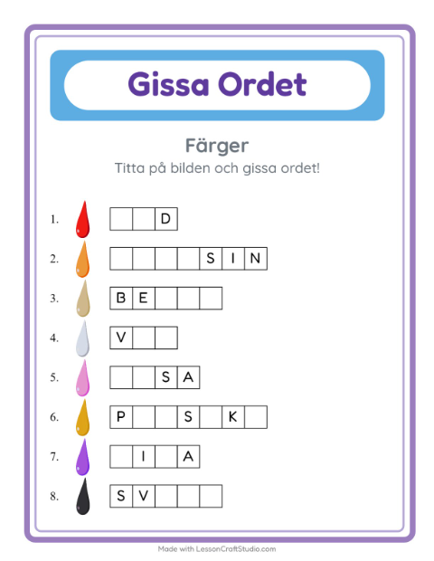 Gissa ordet – Färger