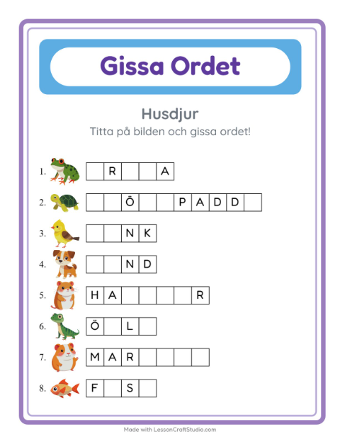 Gissa ordet – Husdjur