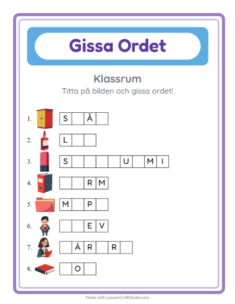 Gissa ordet – Klassrum