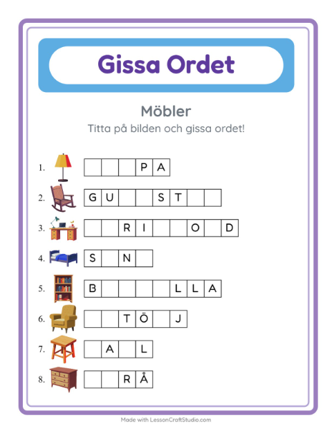 Gissa ordet – Möbler