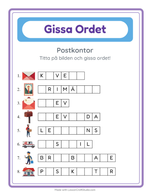 Gissa ordet – Postkontor