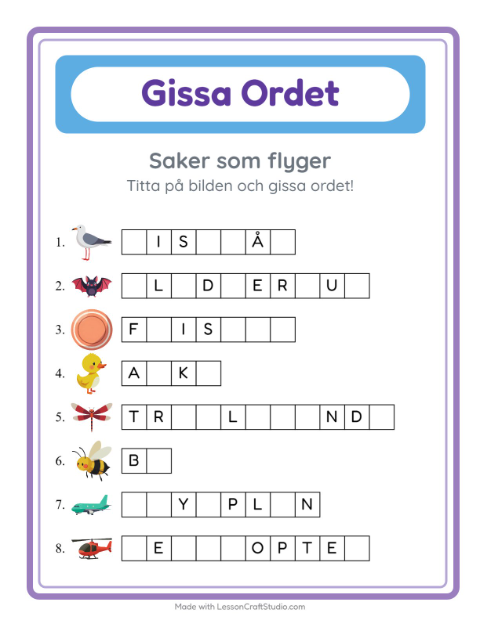 Gissa ordet – Saker som flyger